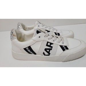 Karl Lagerfeld Women's Lace Up Leather Sneakers Shoes‎ Jaylee White Size 7.5